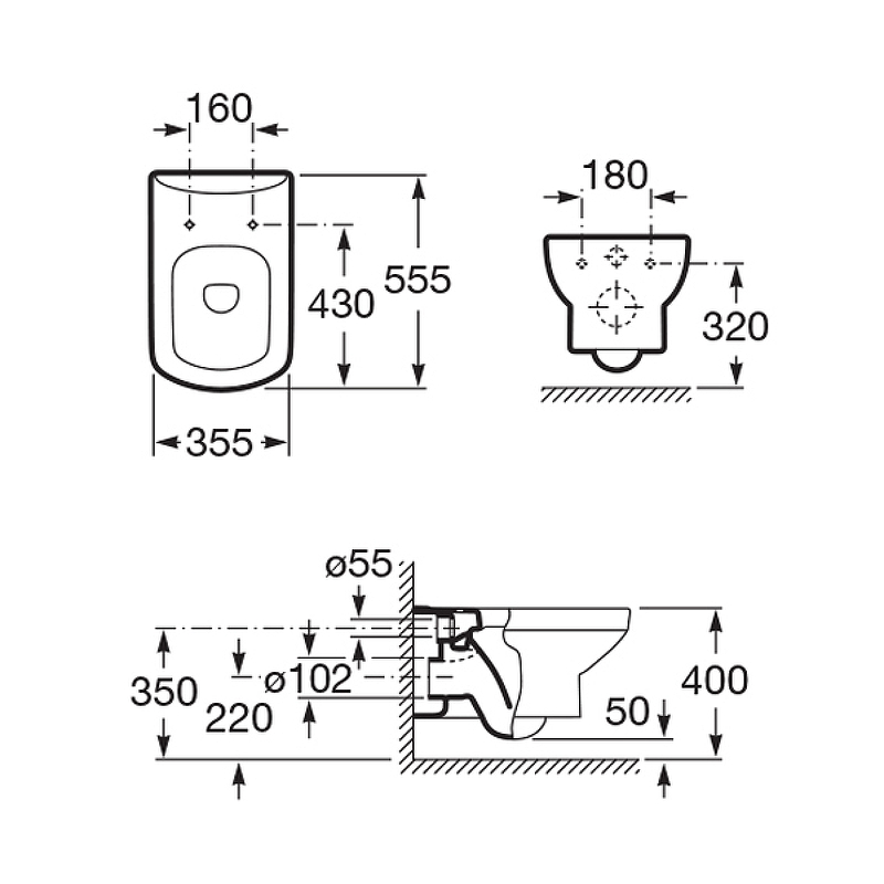 Комплект унитаза с инсталляцией Roca Dama Senso 893104680 с сиденьем Микролифт без клавиши смыва - 2