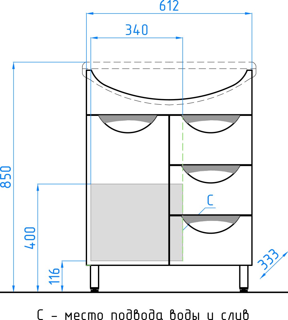 Мебель для ванной Style Line Жасмин 65 белая - 15
