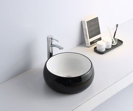 Раковина накладная CeramaLux NC 40 см белый/черный  5004BW - 1