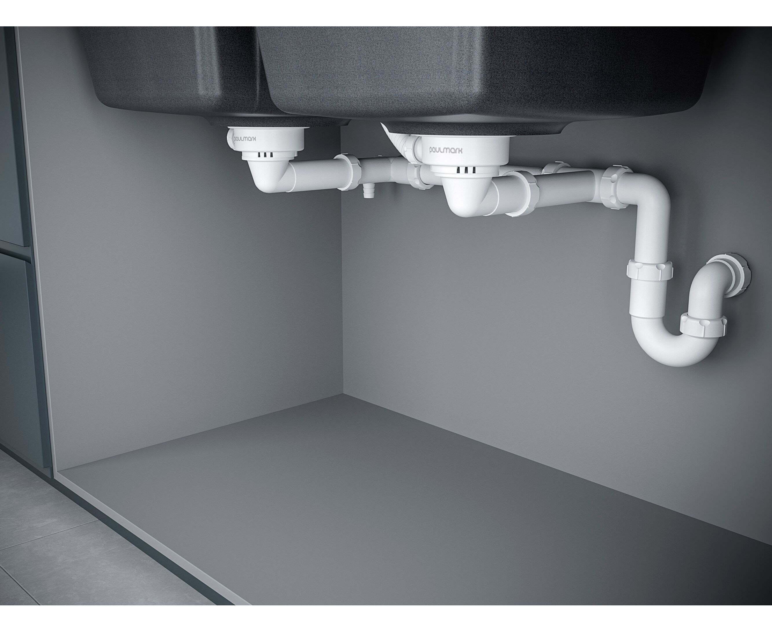 Сифон телескопический двойной с круглым переливом Paulmark Trust хром PM1023-CR - 0