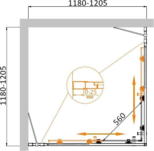 Душевой уголок Cezares Molveno A 22 100+20 P Cr MOLVENO-A-22-100+20-P-Cr - 3