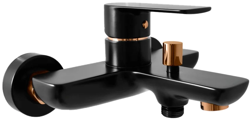 Смеситель для ванны с душем Rav Slezak Vltava черный матовый - золото VT454.5CMATZ - 0