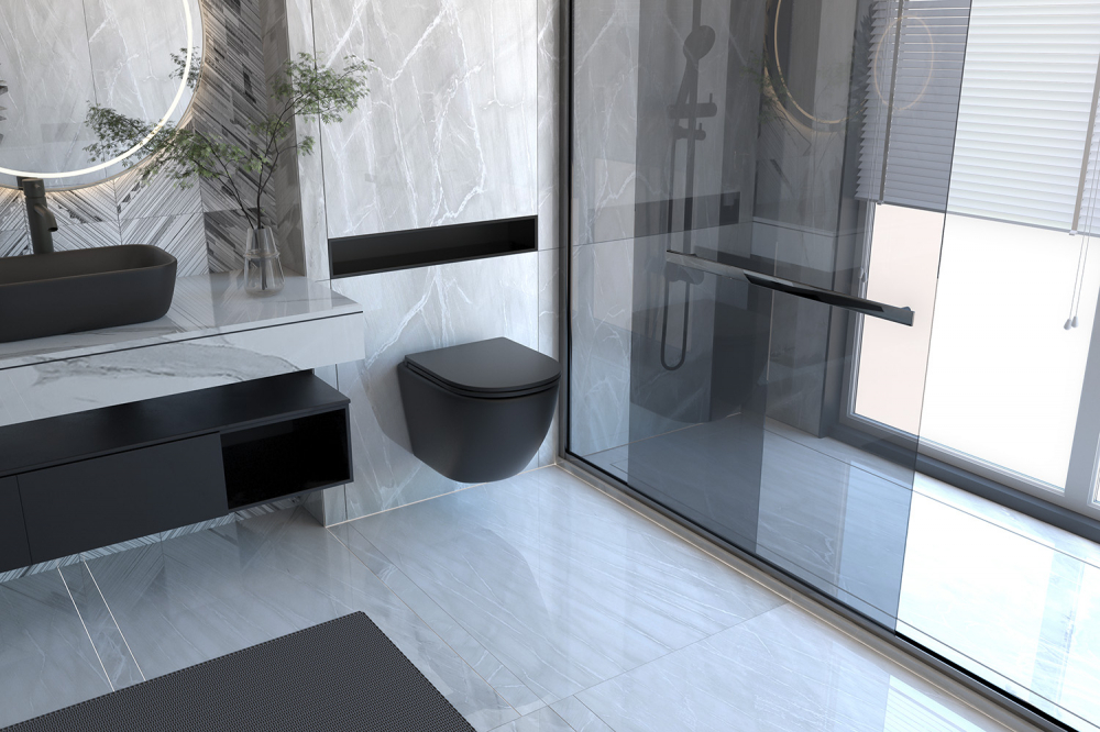 Комплект унитаза с инсталляцией Abber Bequem с кнопкой смыва черный матовый AC1100MB-AC0105-AC0121MB - 1