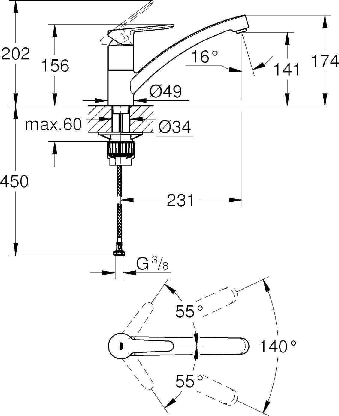 Смеситель Grohe BauEco 31680000 для кухонной мойки - 2