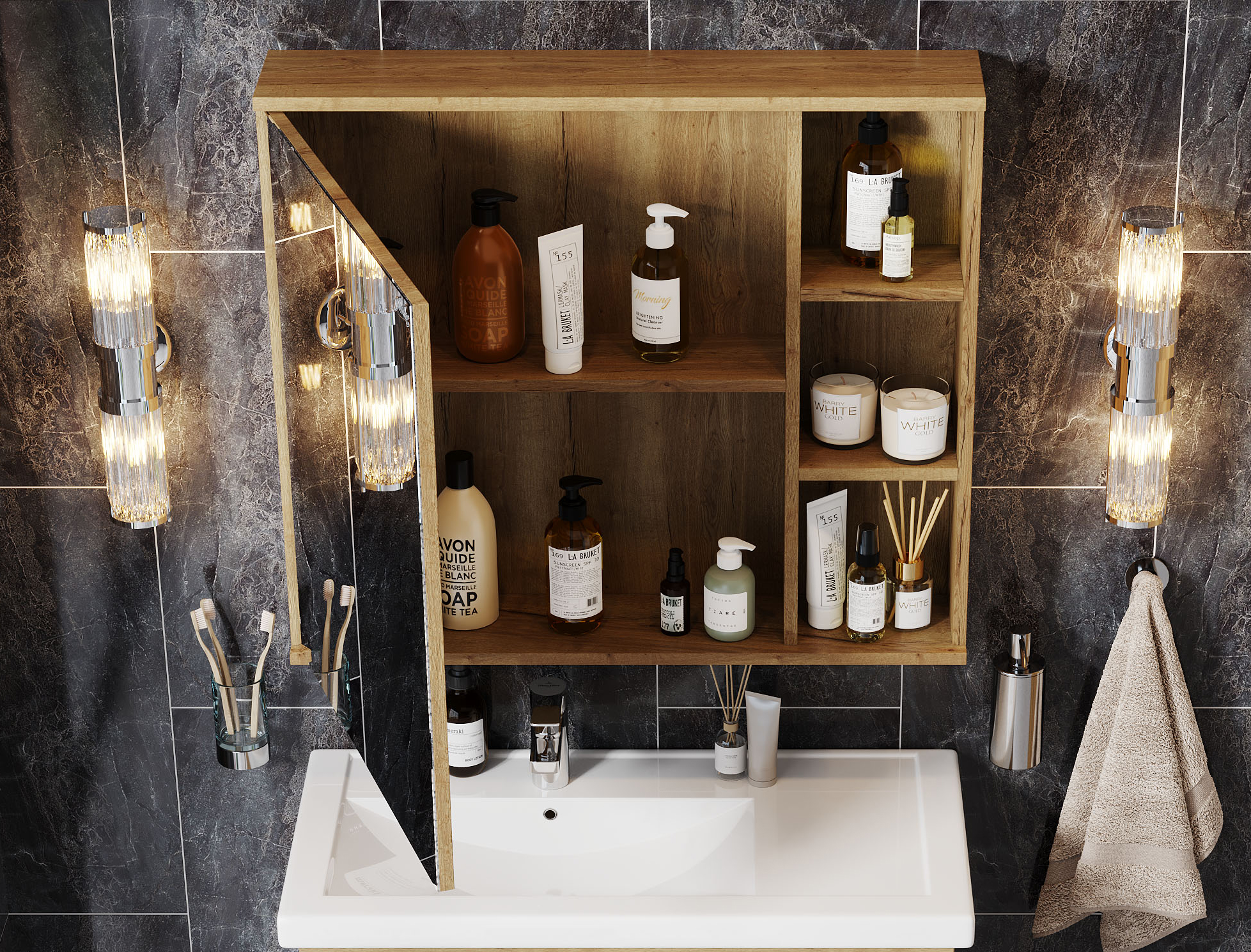 Зеркало-шкаф Onika Легран 80 дуб галифакс  208092 - 4