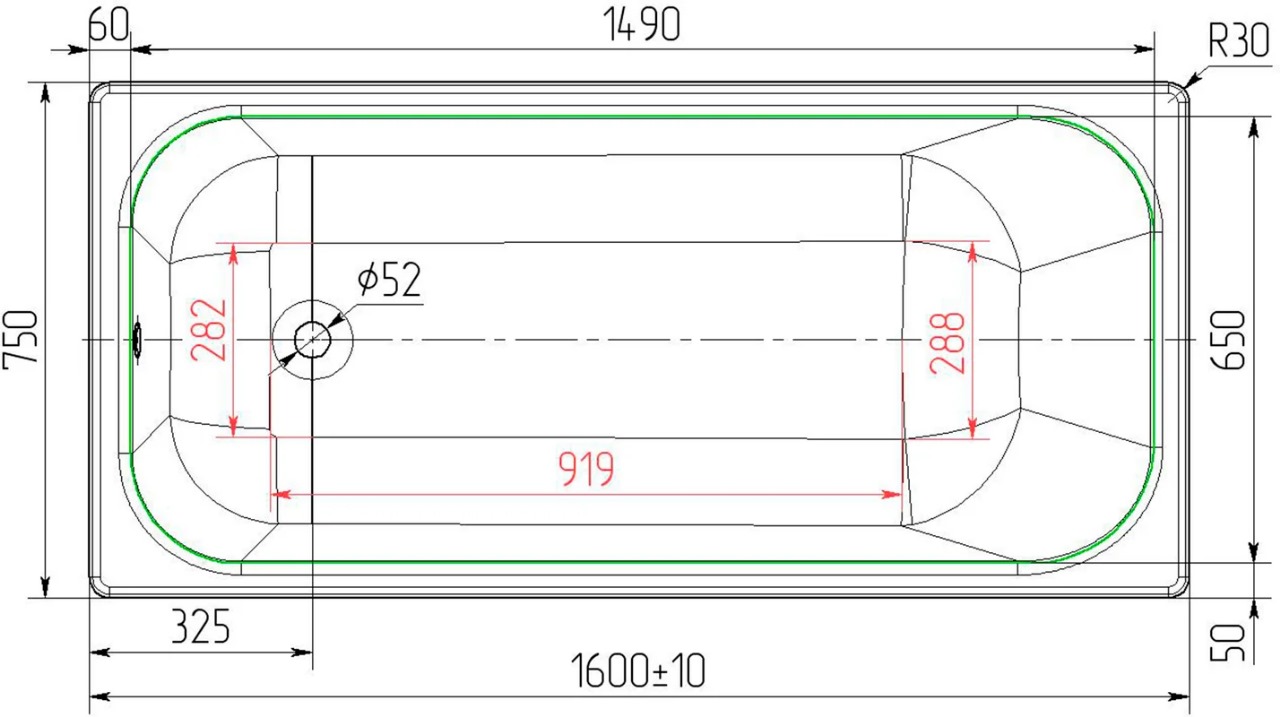 Чугунная ванна Универсал Ностальжи 160x75 см, пристенная, белая 4607152360615  - 3