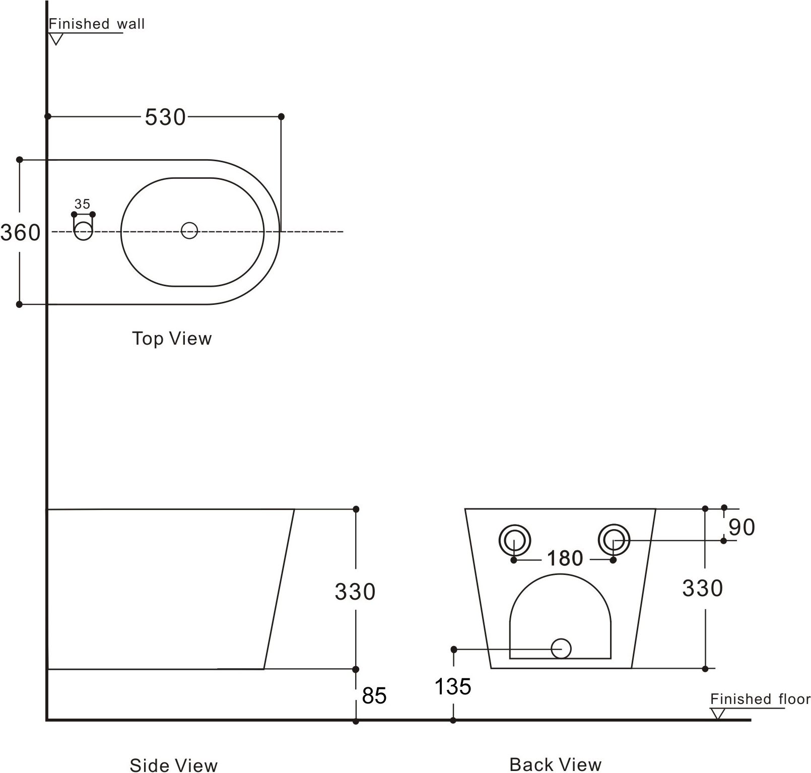 Биде подвесное Aquanet Atago 2.0 B2 - 8