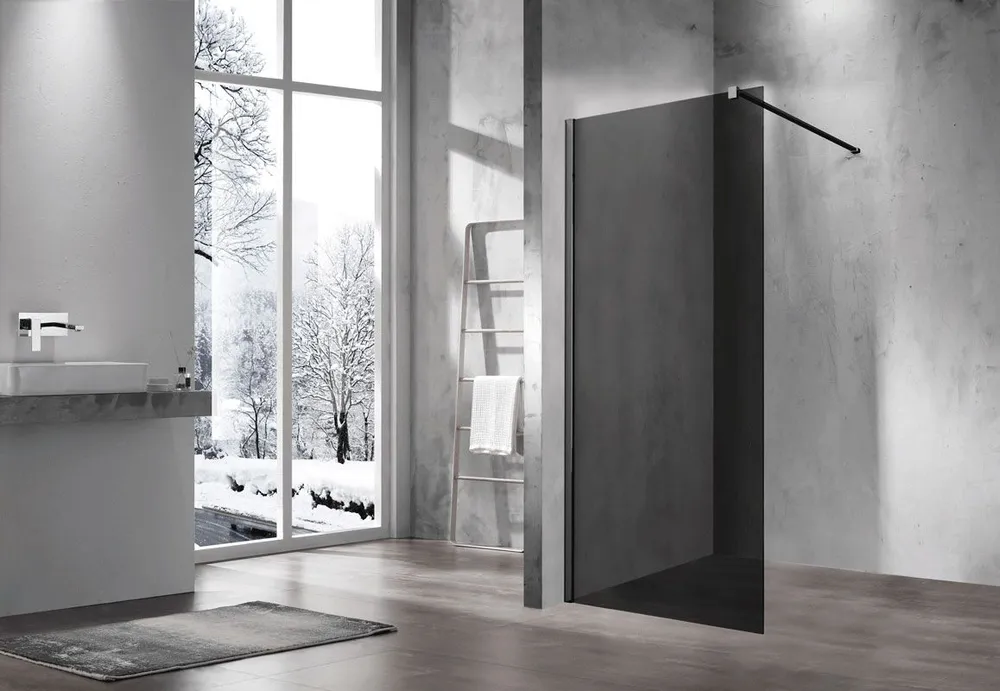 Душевая перегородка Vincea Walk-In 110х200 черная матовая стекло тонированное VSW-1H110CGB - 1