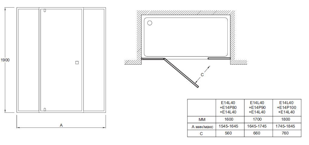 Дополнительная секция для душ. ограждения Jacob Delafon Serenity 40х190 см, прозрачное стекло E14L40-GA - 2