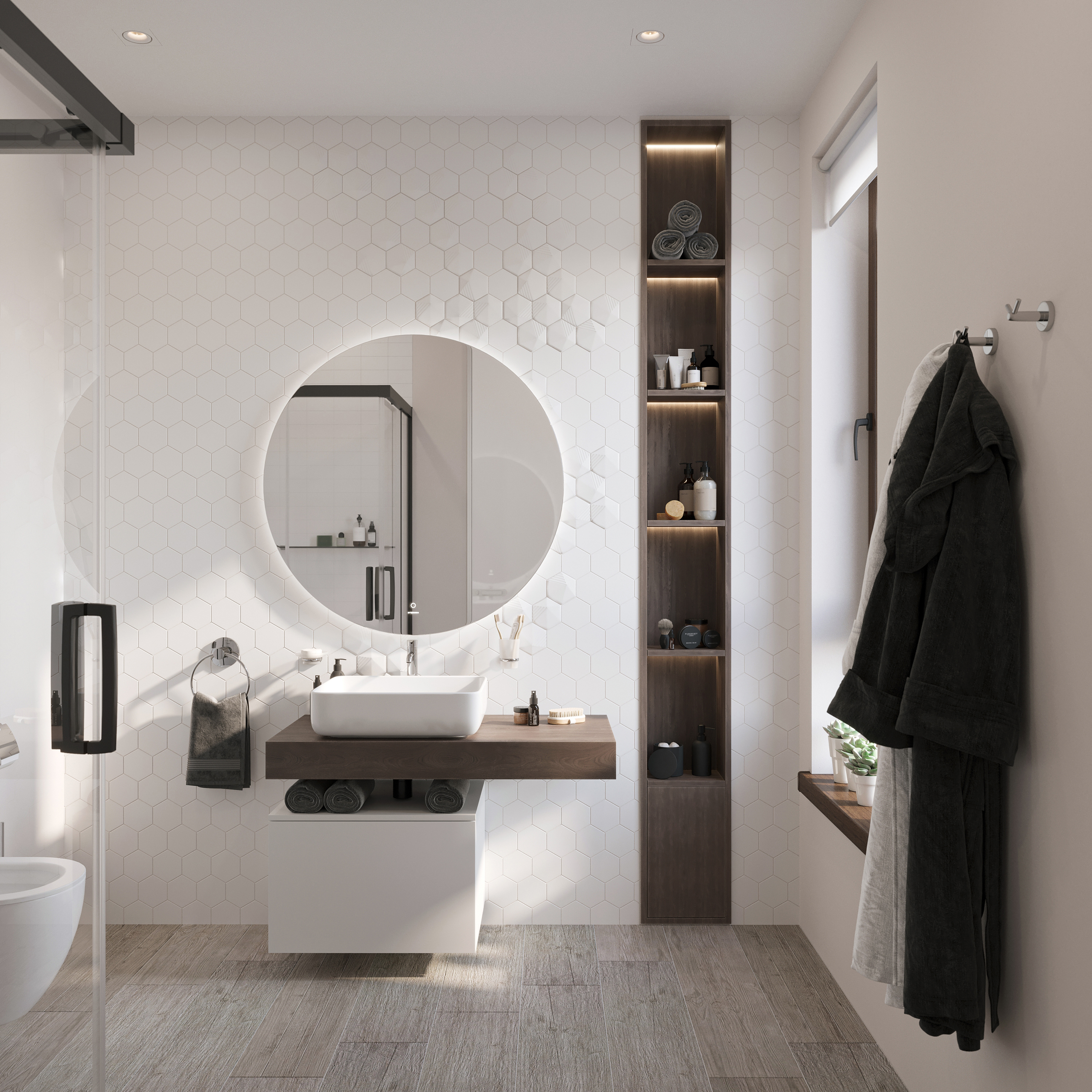 Мебель для ванной STWORKI Ольборг 100 столешница дуб карпентер, без отверстий, с тумбой 60, с раковиной STWORKI Soul 1 белой 489322 - 1