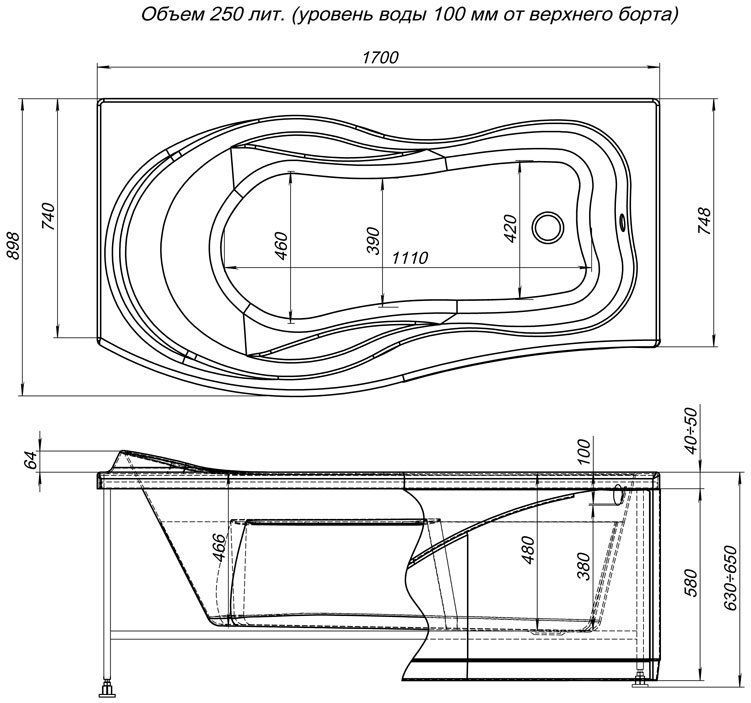 Экран для ванны фронтальный AQUANET Borneo (00165306) - 1