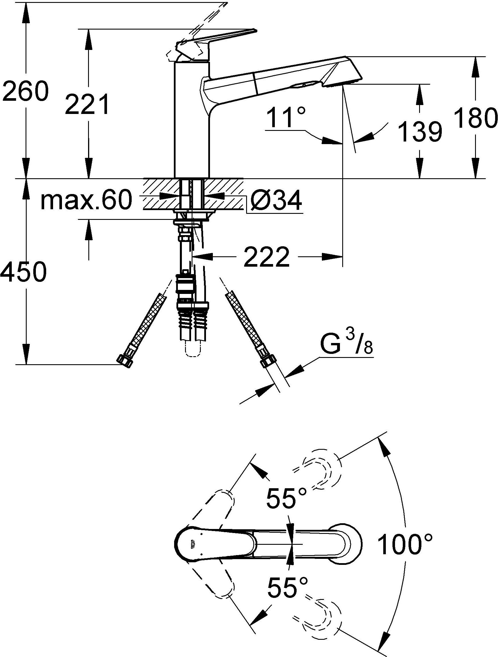 Смеситель Grohe Eurodisc Cosmopolitan 32257002 для кухонной мойки - 8