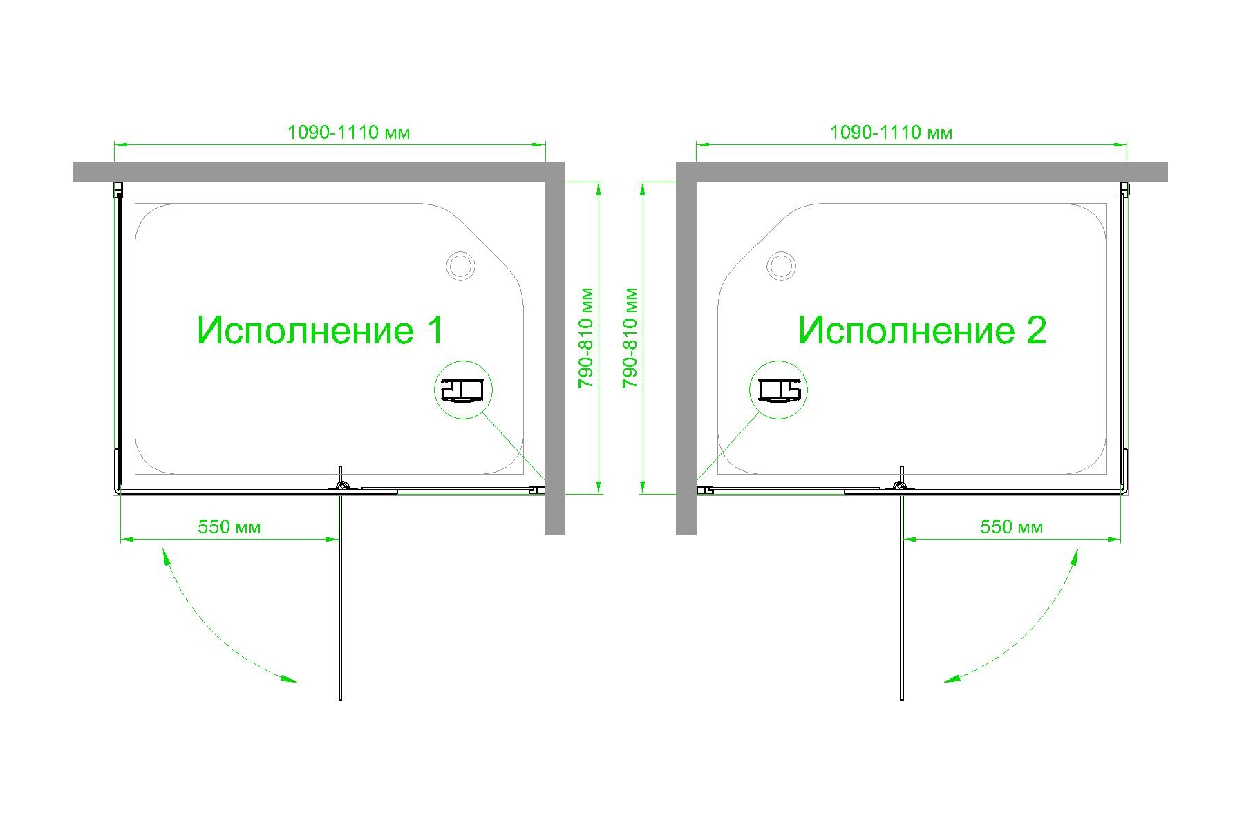 Душевой угол Royal Bath HPVD 110х80 профиль черный стекло матовое RB8110HPVD-C-BL - 3