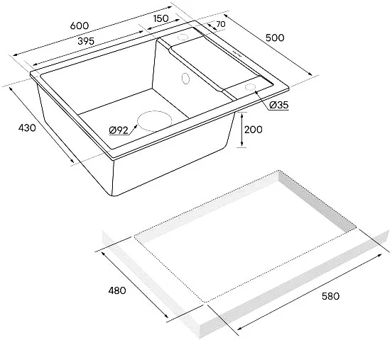 Мойка кухонная Paulmark Optimum 60 белый матовый PM216050-WH - 3