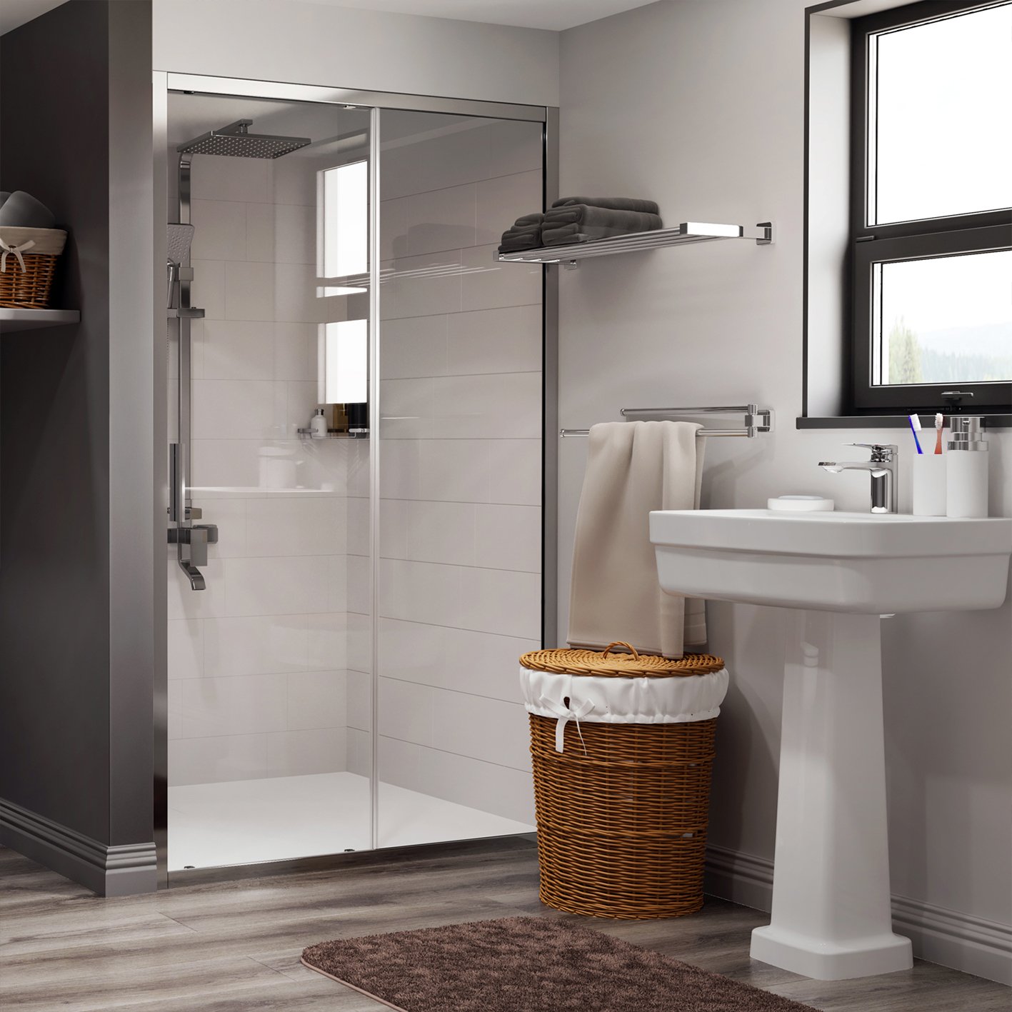 Душевая дверь в нишу Wasserkraft Main 41S30 - 1