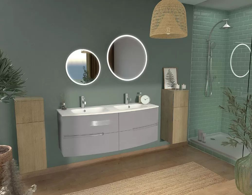 EB1883RU-00 Nona раковина из гелькоата,  глянцевый белый, 140 см, 2 раковины - 2