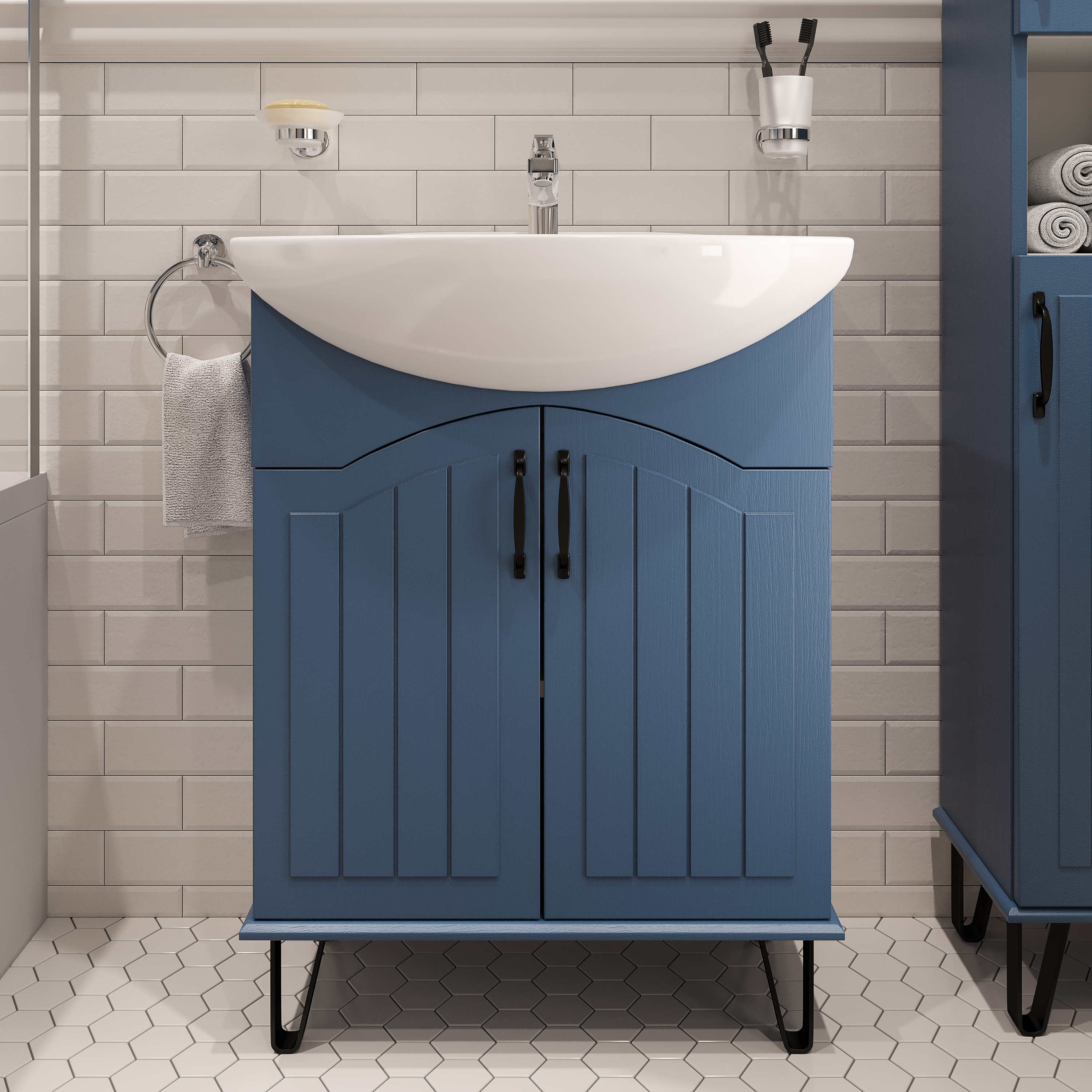 Тумба с раковиной DIWO Сочи 65 синяя 564061 - 0