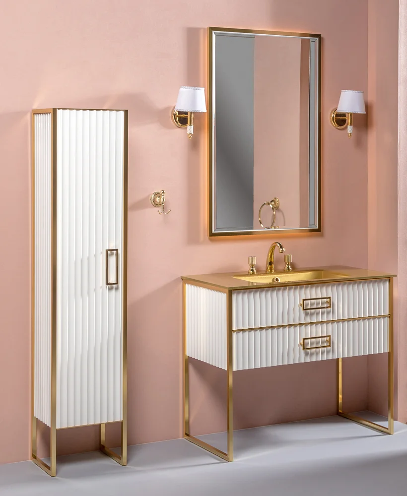 Тумба под раковину моноблок Boheme Armadi Art Monaco 100 белый глянец - золото 866-100-WG - 2