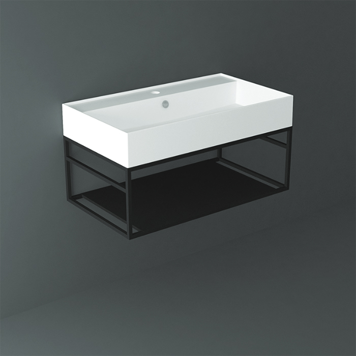 SIMAS AGILE Структура металлическая 81x46xh28 см, подвесная, для раковины AG81, с 1 полкой, цвет черный матовый AGSS81 - 0