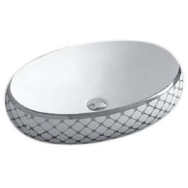 Раковина накладная CeramaLux NC 60 см белый/серебро  262 - 0