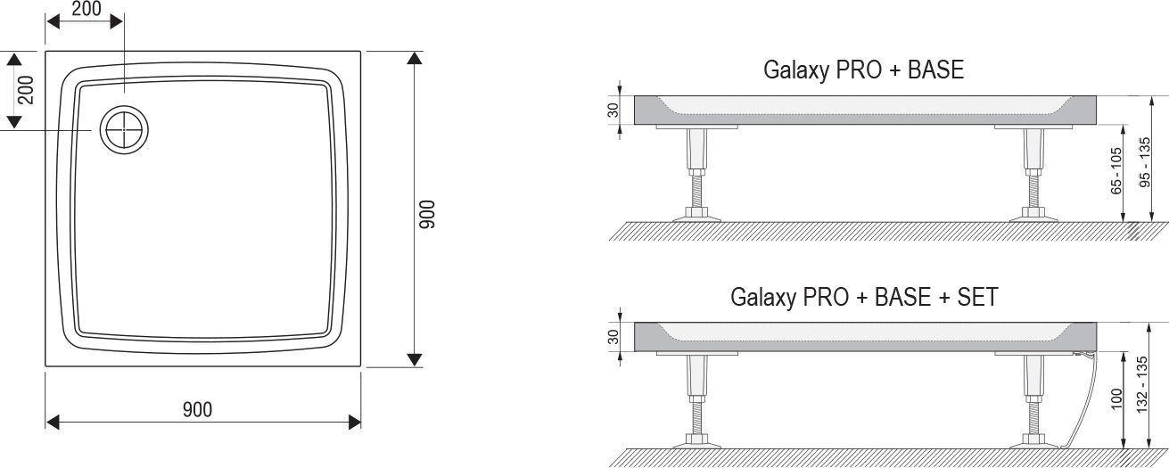 Квадратный душевой поддон Ravak Perseus Pro 90x90 см  XA037711010 - 2