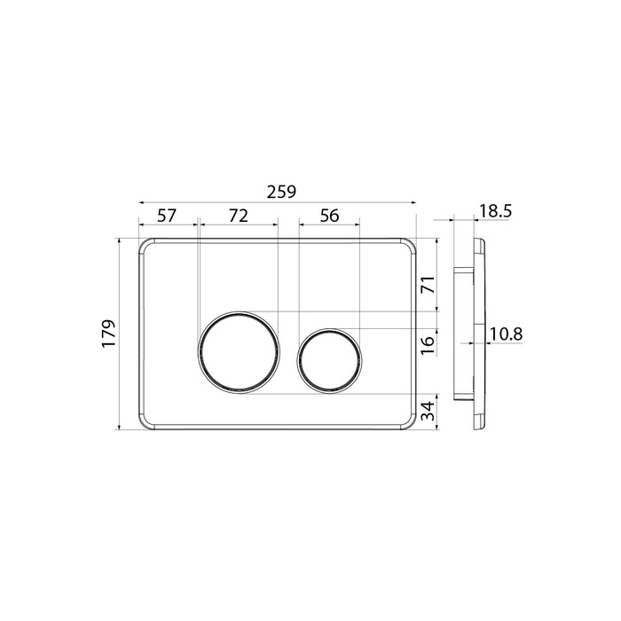 Клавиша смыва, универсальная, золото UNS01GGi77 - 1