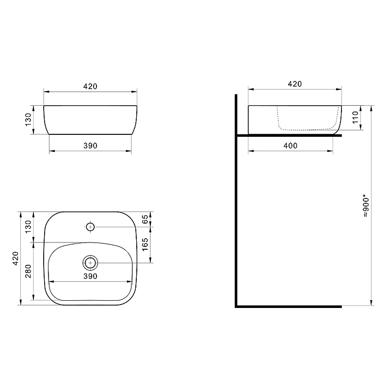 Тумба с раковиной Одри 42 Aquaton Терра 85 светлое дерево-серый 1A2472K3TEKA0 - 6