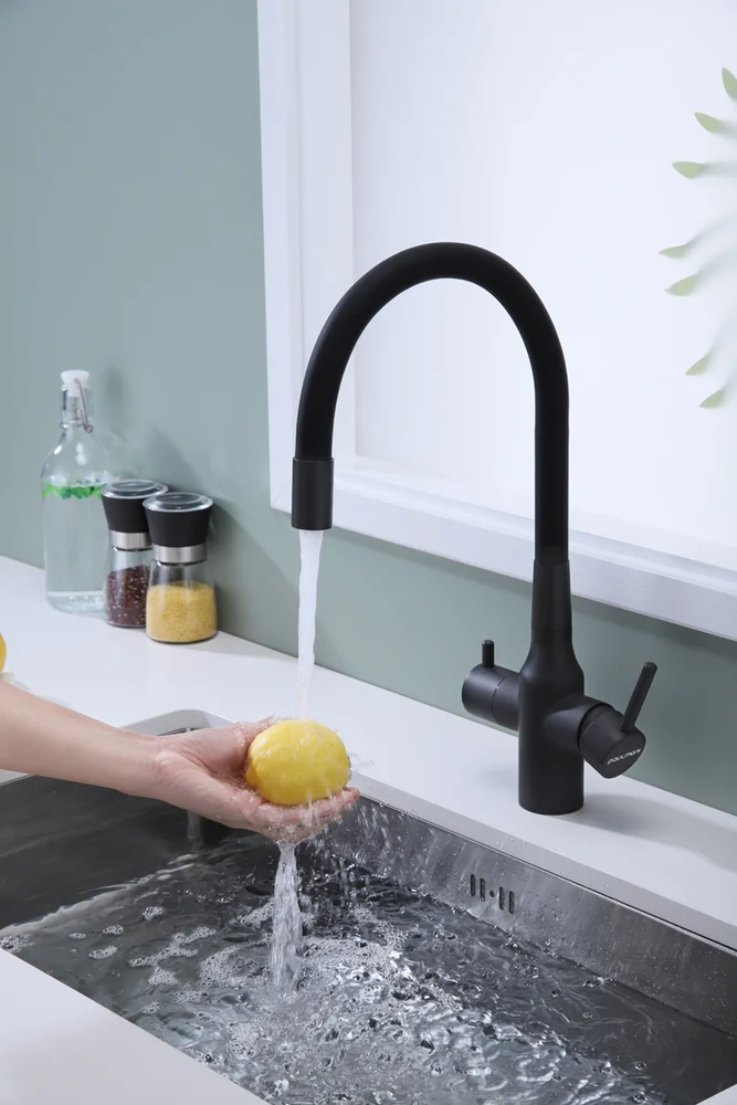 Смеситель для кухни Paulmark Salix с гибким изливом темно серый - черный матовый Sa213419-401 - 4