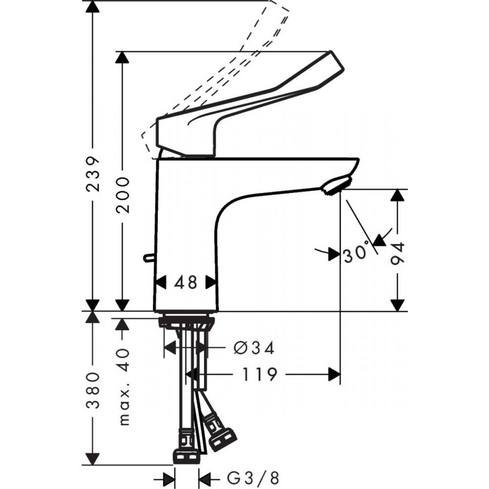 Смеситель hansgrohe Focus для раковины, с удлиненной ручкой 31911000 - 2