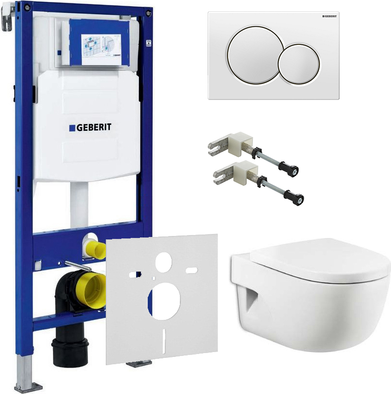 Комплект Система инсталляции для унитазов Geberit Duofix UP320 111.300.00.5 + Чаша для унитаза подвесного Roca Meridian 346247000 + Кнопка смыва Geberit  - 0