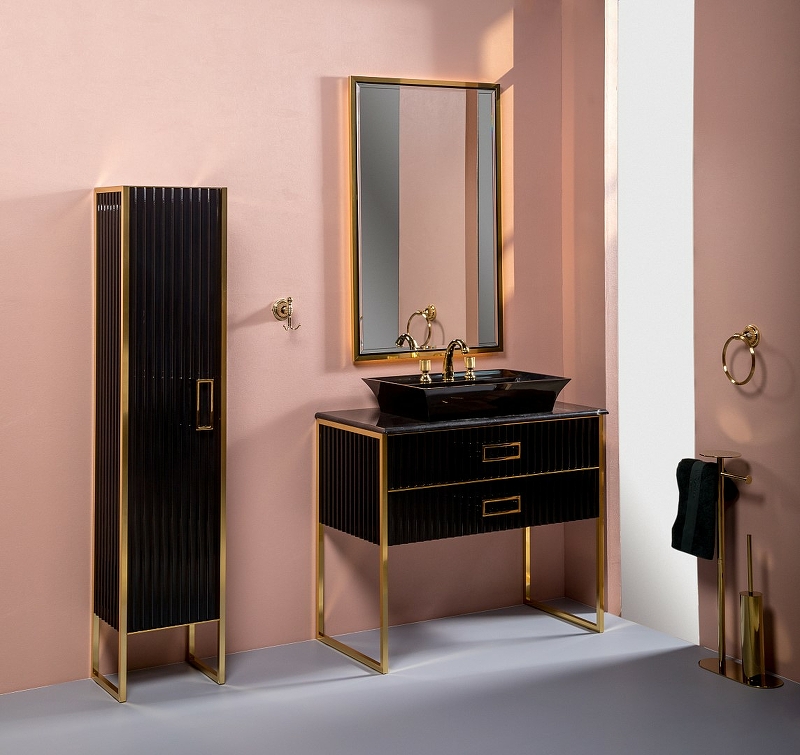 Тумба под раковину чашу Boheme Armadi Art Monaco 100 черный глянец - золото 867-100-BG - 2