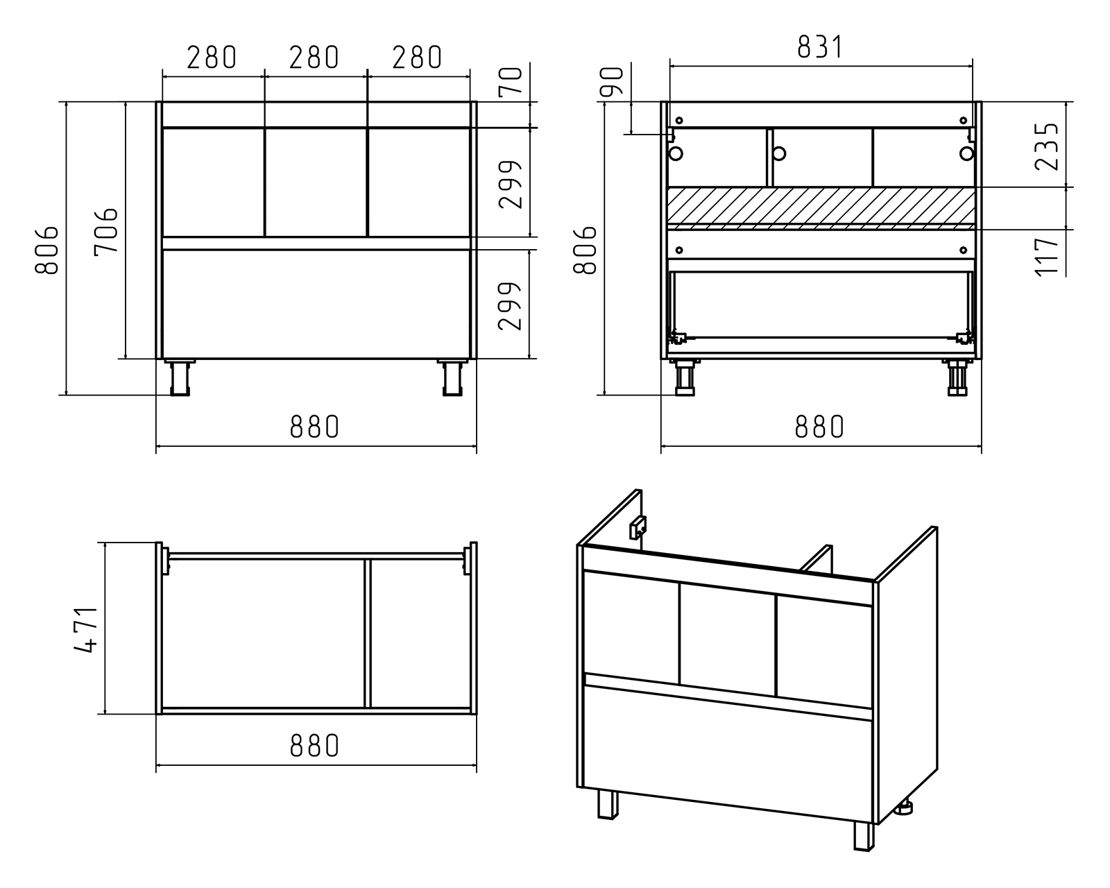 Тумба с раковиной Misty Алиса 90 напольная белая - 3