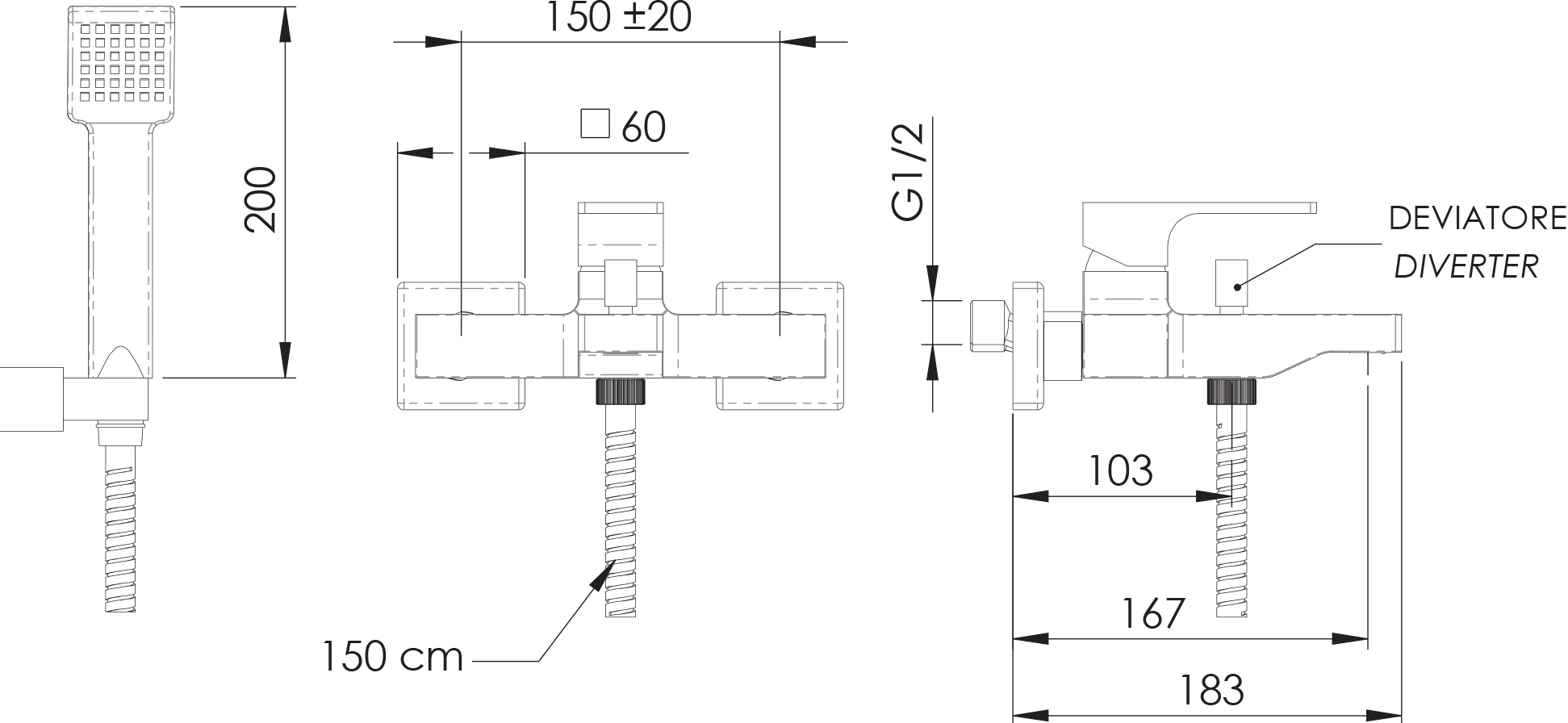 Смеситель для ванны с душем Remer Absolute AU02 - 1