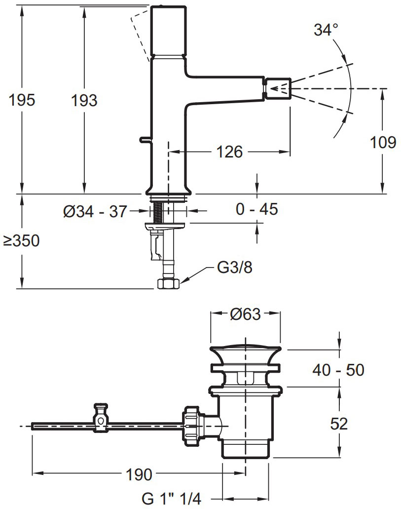 Смеситель Jacob Delafon Rivoli E24167-CP для биде - 1
