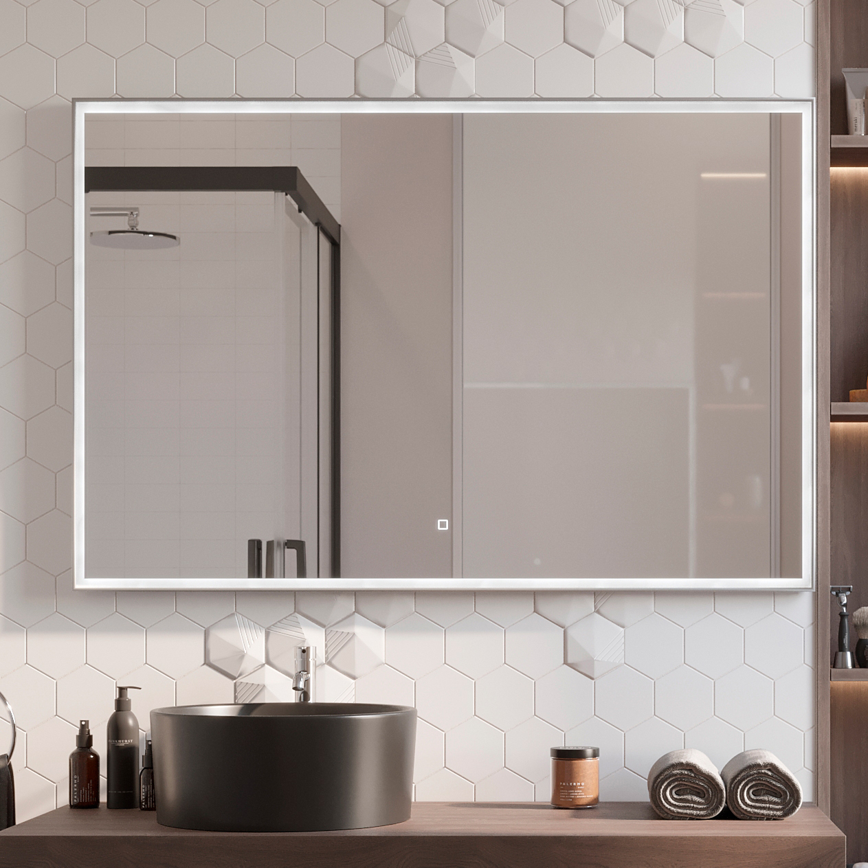 Мебель для ванной STWORKI Берген 60 серая с темной столешницей 122, раковина BOCCHI Vessel 1174-004-0125 черная, L 549762 - 4