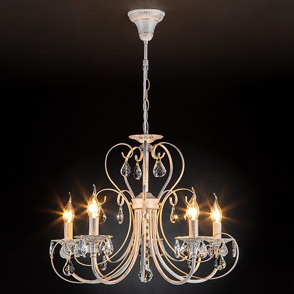 Подвесная люстра Eurosvet Alda 3305/5 белый с золотом/прозрачный хрусталь Strotskis - 3