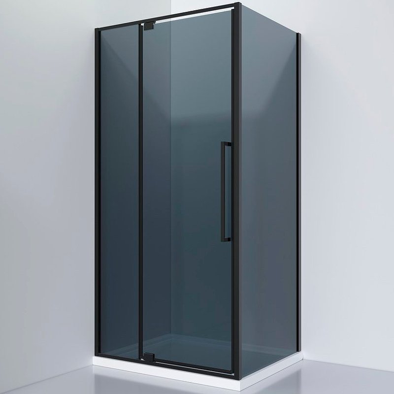 Душевой уголок Black&White Stellar Wind 100х100 черный стекло тонированное 8121000G - 0