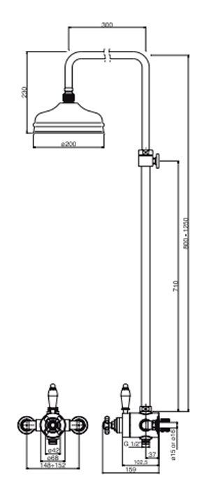 Душевой гарнитур Cezares Elite  ELITE-CD-T-01-Bi - 1