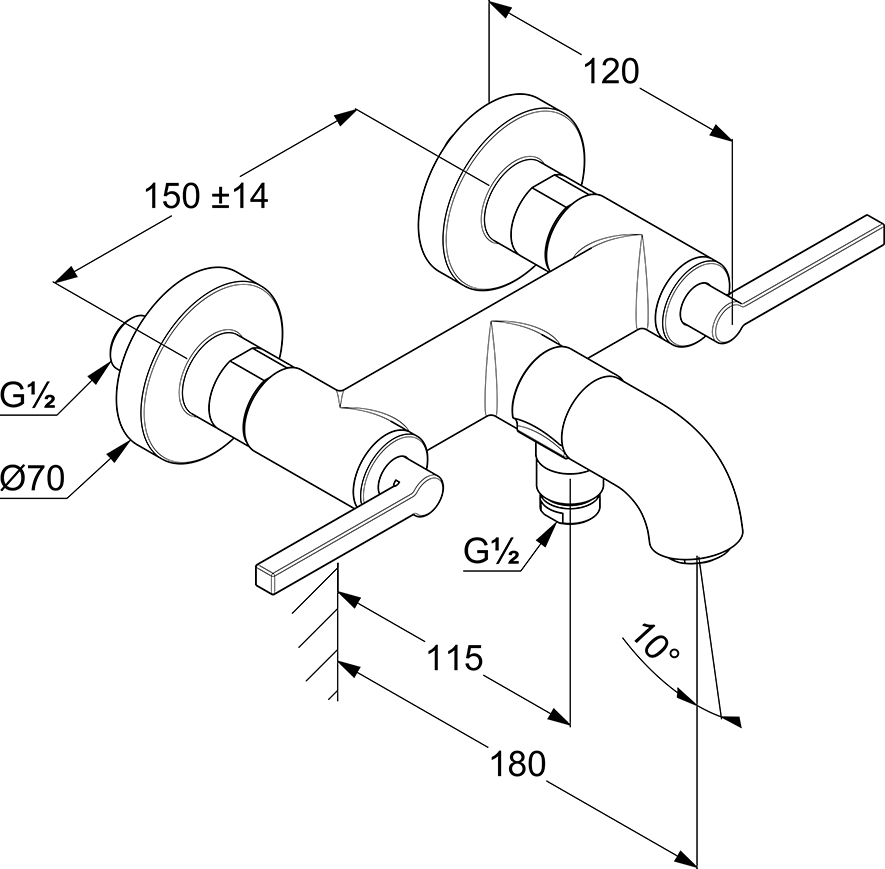 Смеситель Kludi Nova Fonte Puristic для ванны с душем 205400515 - 4