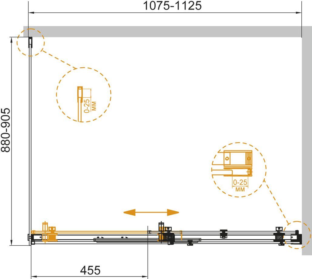 Душевой уголок Cezares Stylus soft 112.5x90.5 см  STYLUS-SOFT-AH-1-110/90-C-Cr - 3