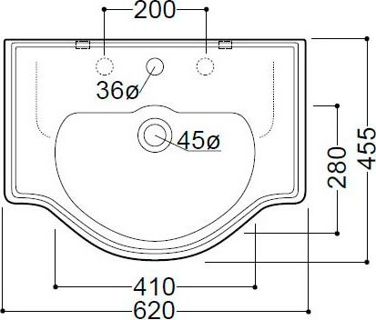 KERASAN Retro Раковина встраиваемая 620х455мм , 3 отв. под смеситель, цвет белый 103001*3 - 3