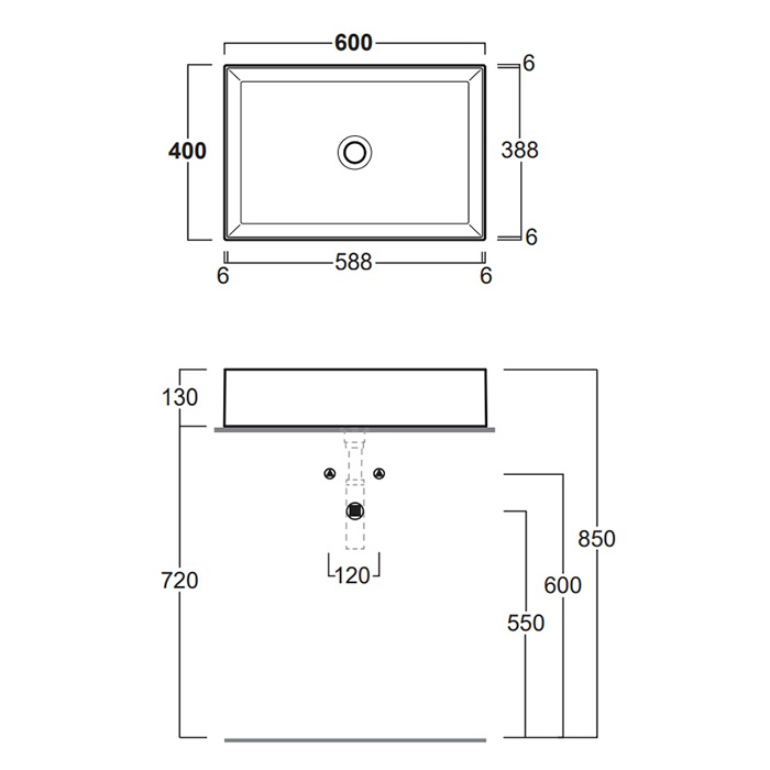 SIMAS AGILE Раковина на столешницу 60х40 см,без перелива, без отв  под смеситель,цвет белый AG60 bi - 2