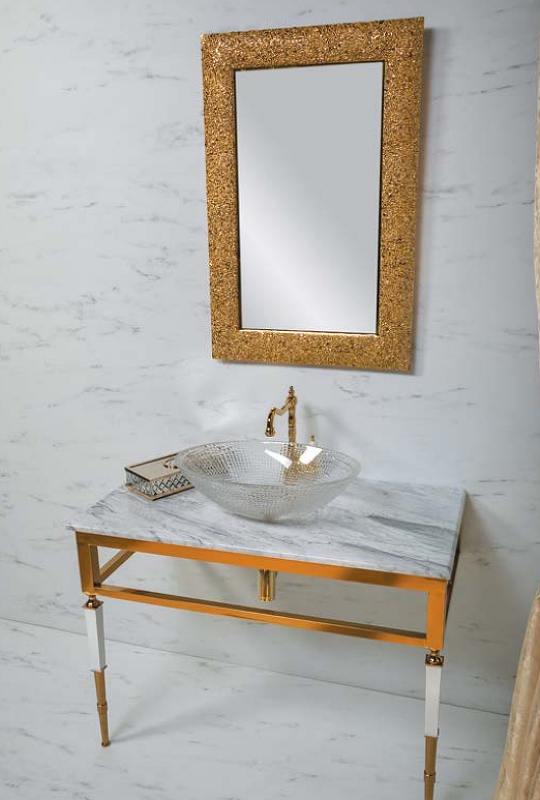 Консоль под раковину Armadi Art Vogue 100 золото - белый 890-G - 3