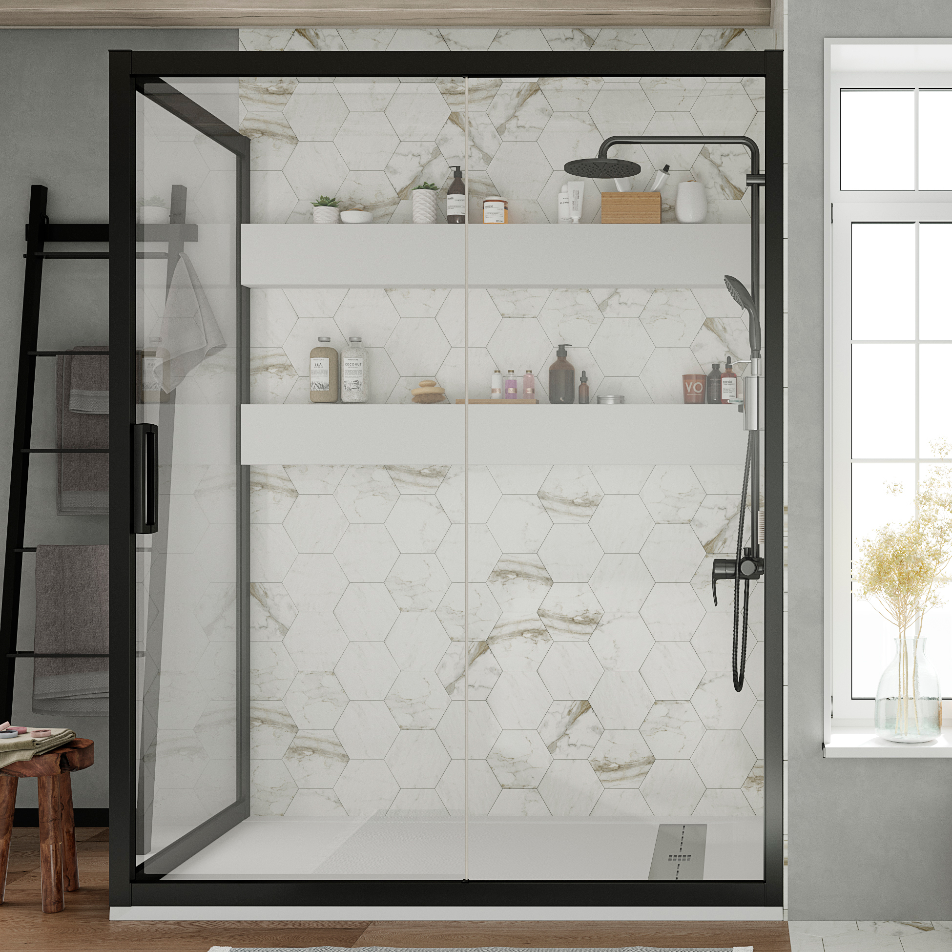 Душевой уголок STWORKI Эстерсунд DE019R90160200 160x90 см профиль черный матовый 3GW182TTKK000 - 0