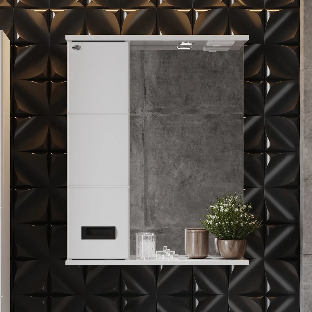 Зеркало-шкаф Onika Балтика Black 58 L с подсветкой, белый  205848 - 1