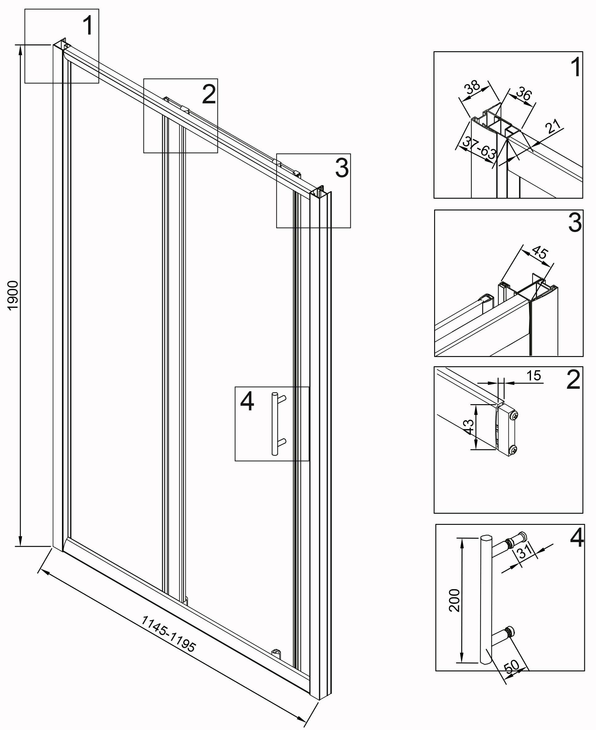Душевая дверь Veconi Vianno 120, черный  VN72B-120-01-C4 - 2