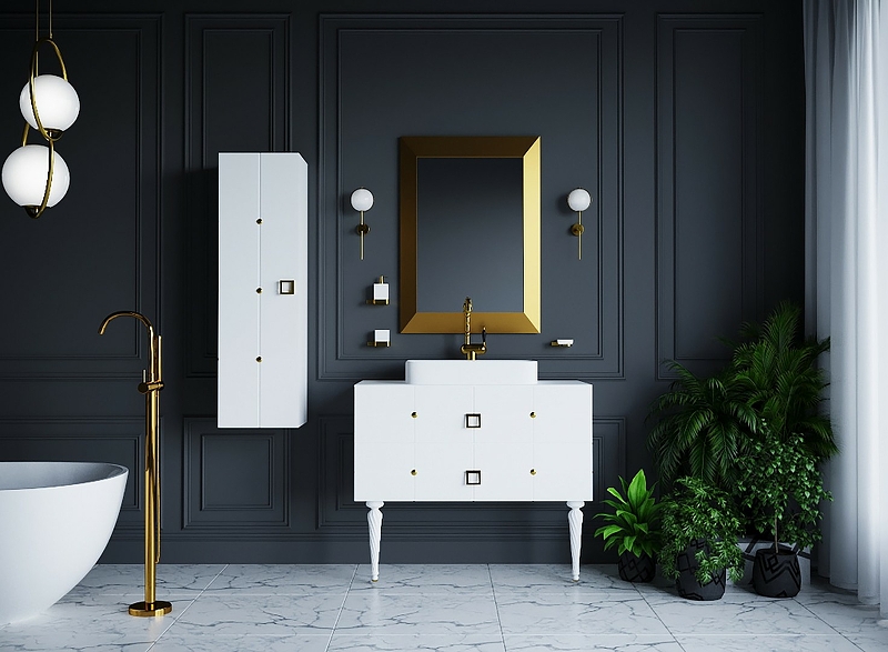 Тумба под раковину Armadi Art Vallessi Avangarde Piazza 80 белый - золото 841-080-WG - 7