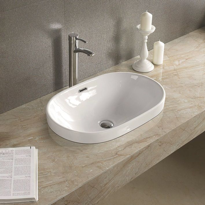 Раковина керамическая полувстраиваемая AM-5006-C, цвет белый, 610х400х190 - 0