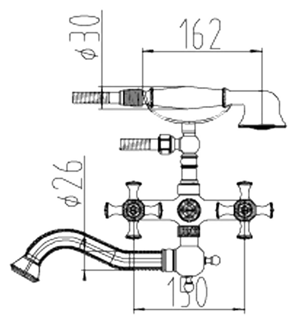 Смеситель Zorg Antic A 7000W-BR для ванны с душем - 1