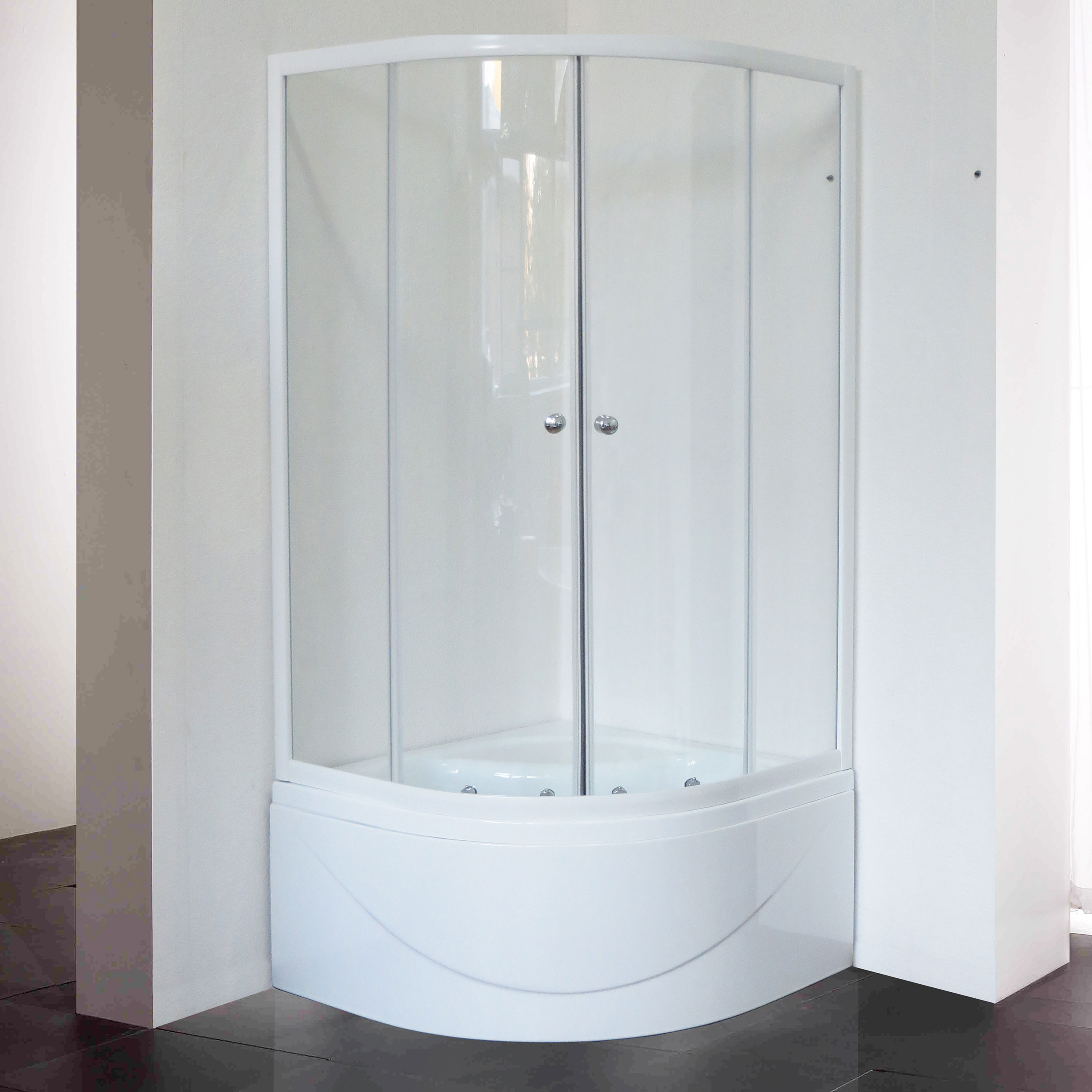 Душевой уголок Royal Bath BK 90х90 с поддоном профиль белый стекло прозрачное RB90BK-T - 2